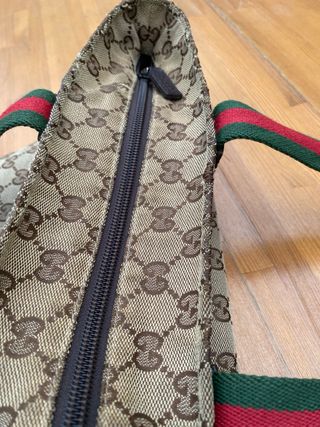 Borsa Gucci monogramma tela marrone e verde
