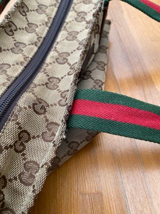 Borsa Gucci monogramma tela marrone e verde