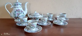 Servizio caffè porcellana decorata fiori