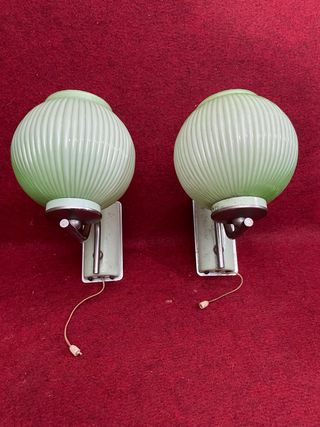 Pareja vintage Apliques Pared Opalina Verde