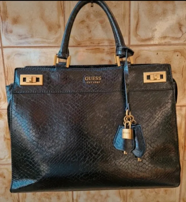 Bolso Guess Negro Piel Serpiente