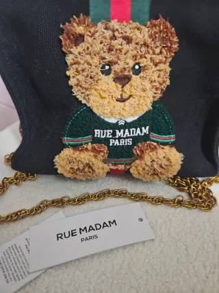 Bolso Negro Oso Rue Madam Paris Cadena Dorada
