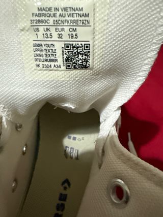 Zapatillas Converse Blancas y Rojas Niños tlla 32