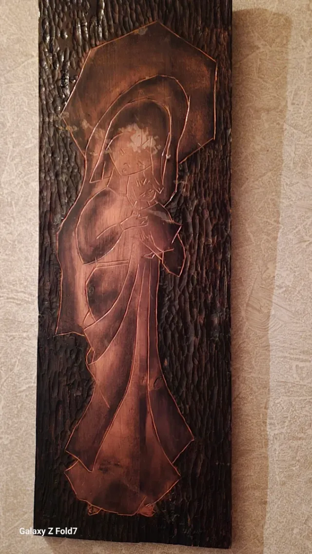 Cuadro Virgen María Madera y Metal