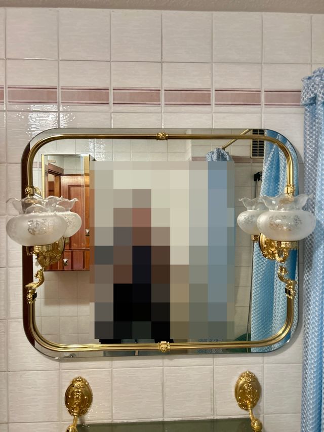 Espejo baño antiguo apliques dorados