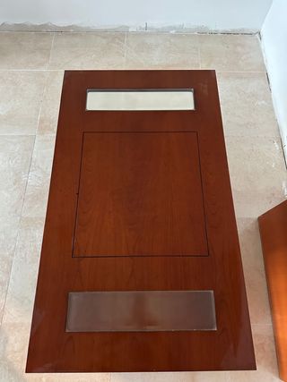 Mesa baja madera y cristal