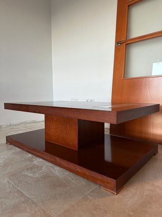 Mesa baja madera y cristal