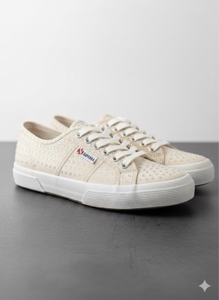 Superga sneakers beige con strass