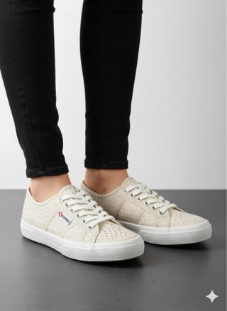 Superga sneakers beige con strass