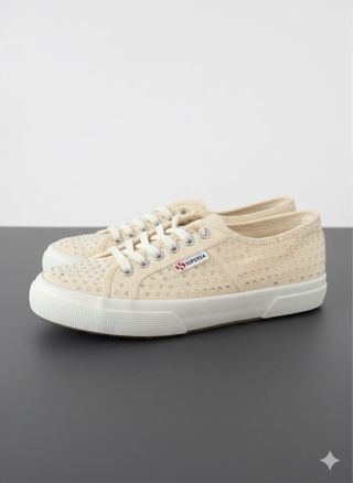 Superga sneakers beige con strass