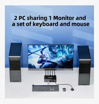 Conmutador KVM HDMI 4K 60Hz para conectar 2 PC