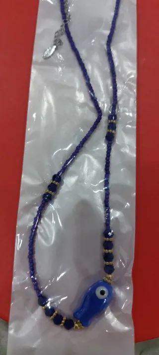 Collana donna con occhio blu e dettagli oro