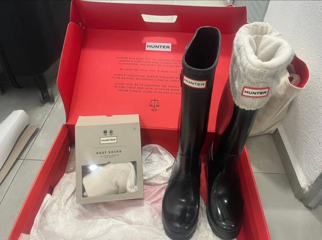 Botas Hunter Glossy Negras + Calcetines