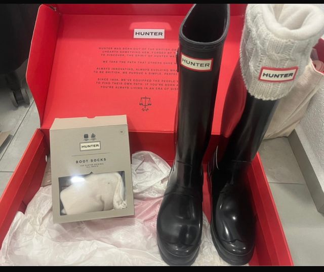 Botas Hunter Glossy Negras + Calcetines