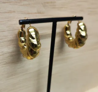 Pendientes aro acero dorado