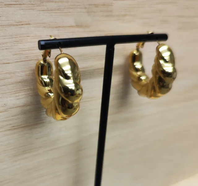 Pendientes aro acero dorado
