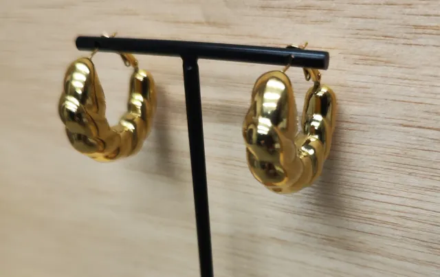 Pendientes aro acero dorado