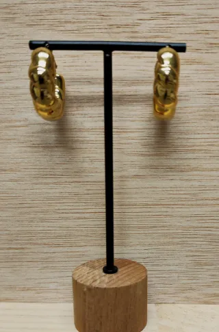 Pendientes aro acero dorado