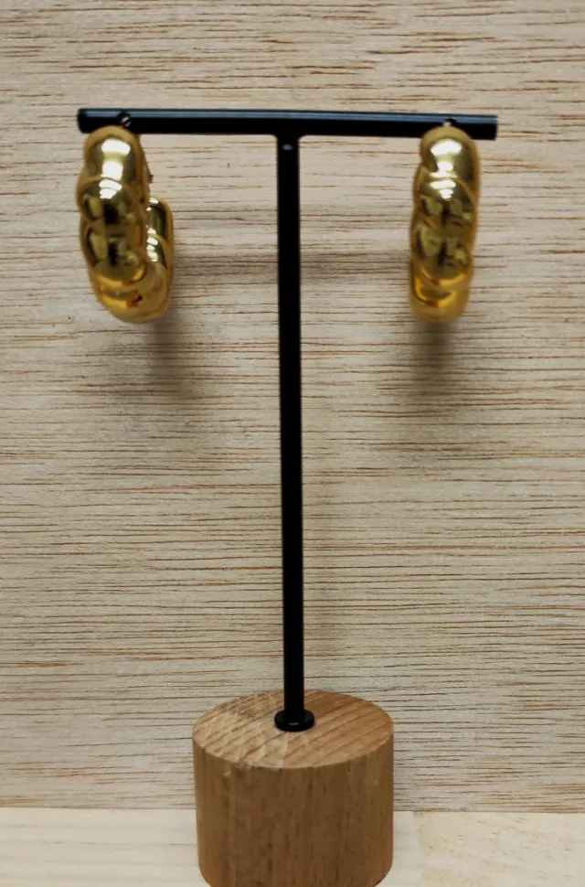 Pendientes aro acero dorado