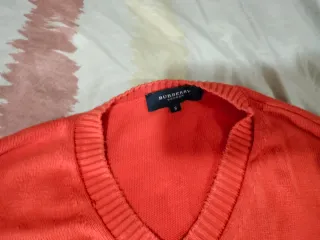 Jersey Burberry cuello pico talla 8 naranja