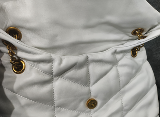 Bolso YSL Blanco Piel Acolchado Cadena Dorada