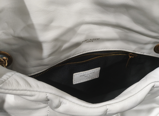 Bolso YSL Blanco Piel Acolchado Cadena Dorada