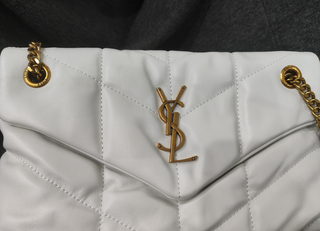Bolso YSL Blanco Piel Acolchado Cadena Dorada
