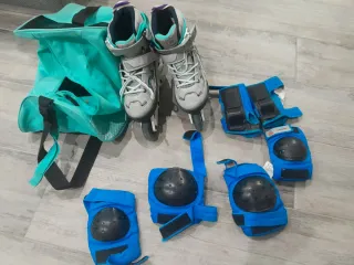 Patines 3 ruedas con bolsa y protecciones