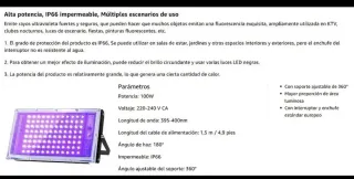 2x Lámpara LED Luz Negra 100W