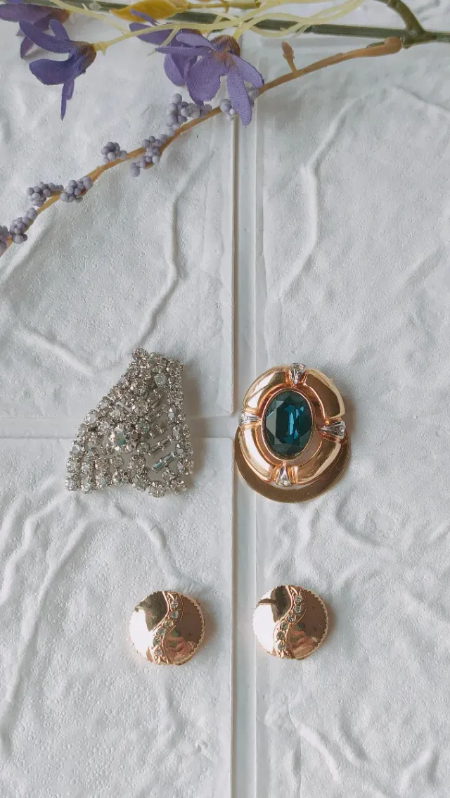 Conjunto Dress clip y tapabotones vintage