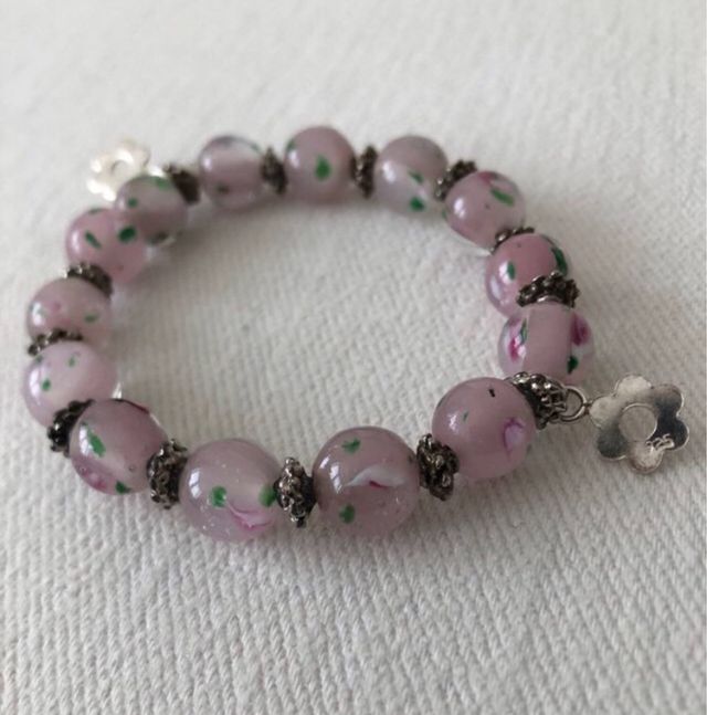 Pulseira de Cristais Murano Rosa Flor