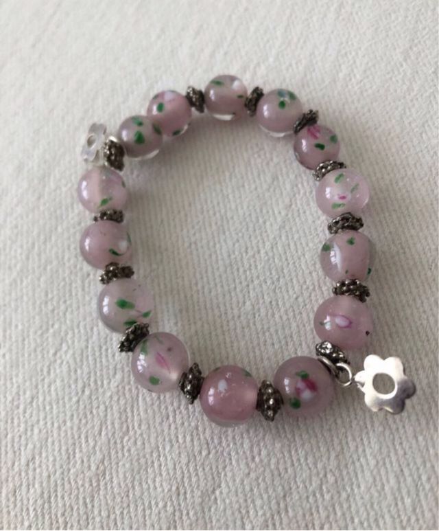 Pulseira de Cristais Murano Rosa Flor