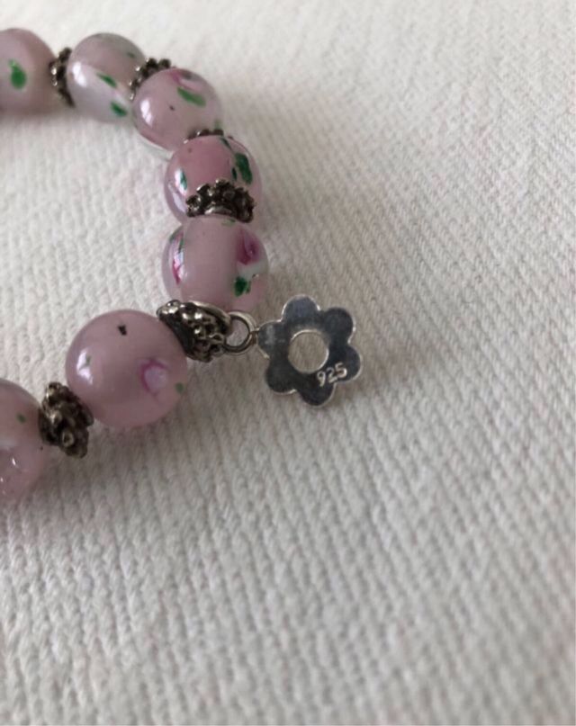 Pulseira de Cristais Murano Rosa Flor