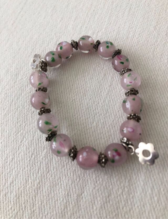 Pulseira de Cristais Murano Rosa Flor