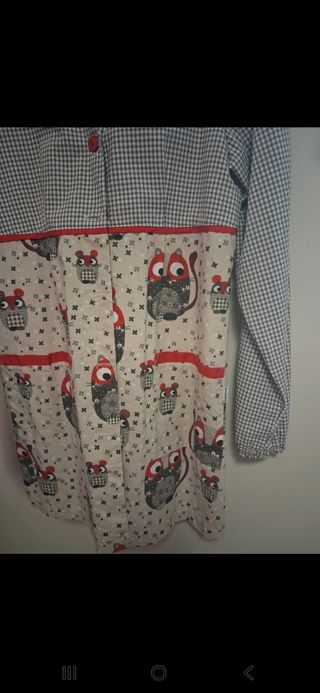 Babero maestra Talla P (S) estampado búhos