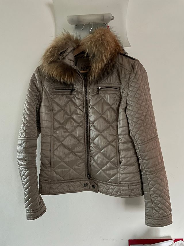 Giubbotto donna grigio con pelliccia