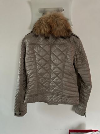 Giubbotto donna grigio con pelliccia