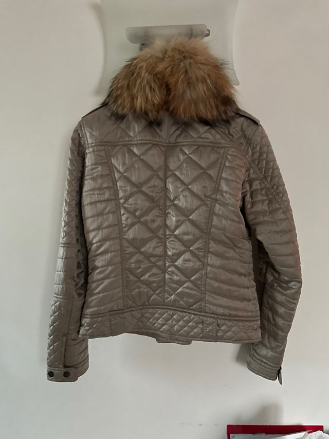 Giubbotto donna grigio con pelliccia