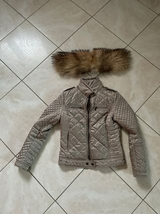 Giubbotto donna grigio con pelliccia