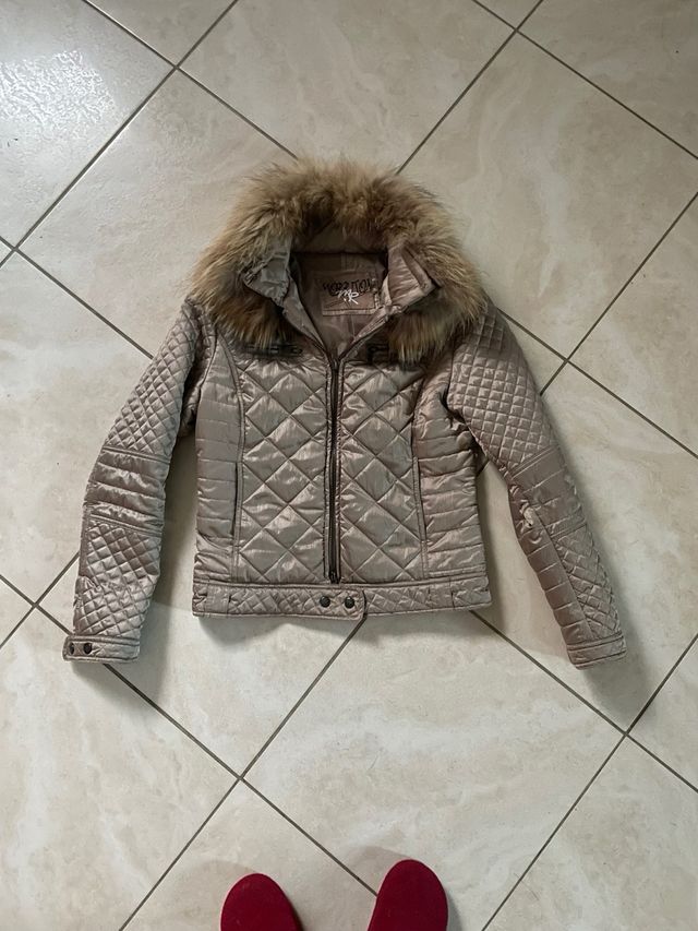 Giubbotto donna grigio con pelliccia