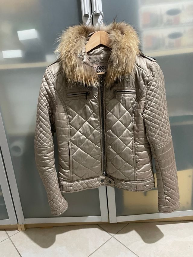 Giubbotto donna grigio con pelliccia