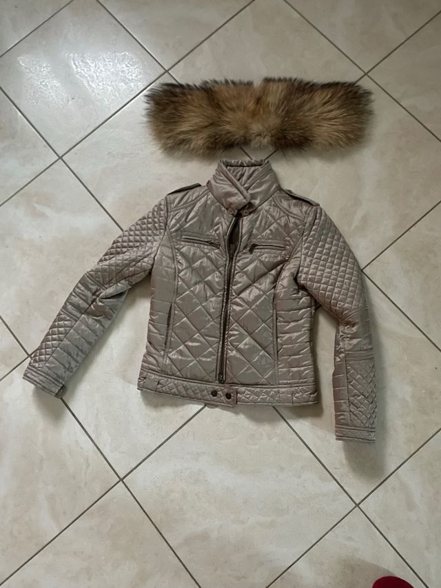 Giubbotto donna grigio con pelliccia