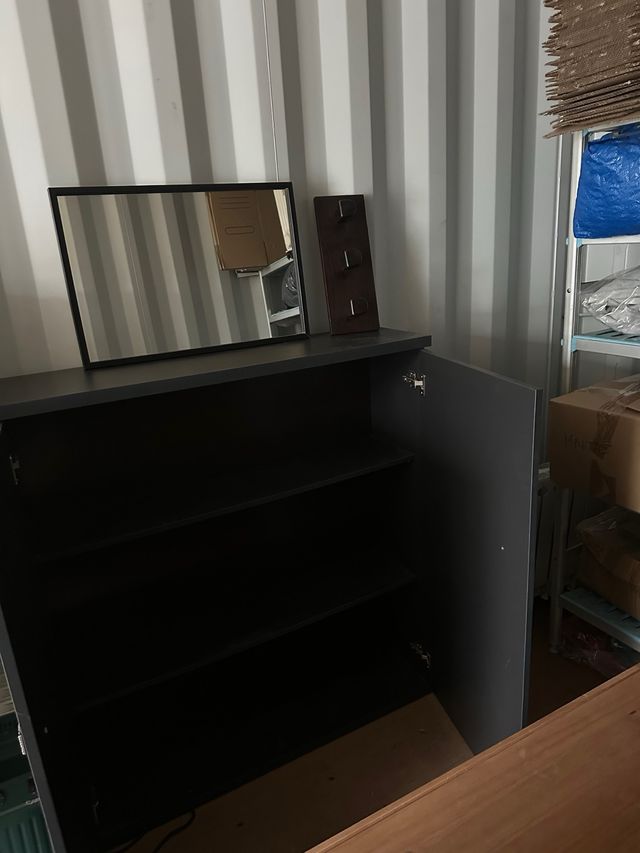 Mueble de Almacenamiento Gris y Marrón