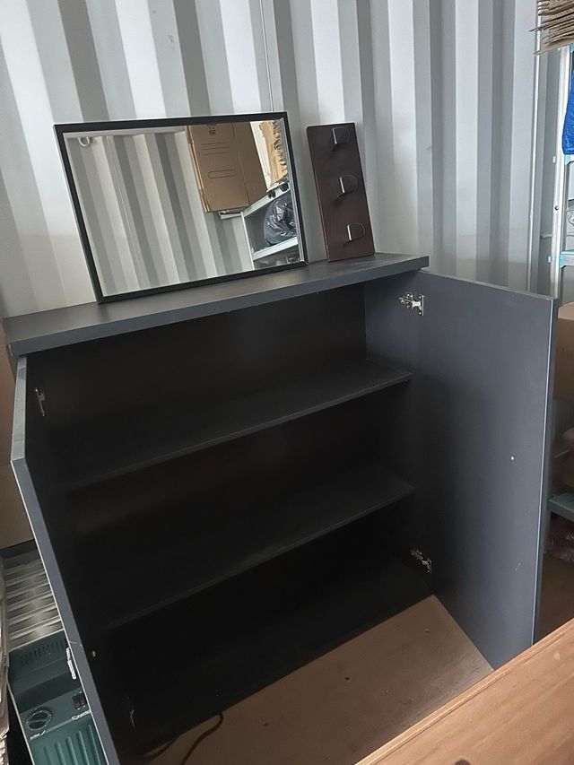 Mueble de Almacenamiento Gris y Marrón