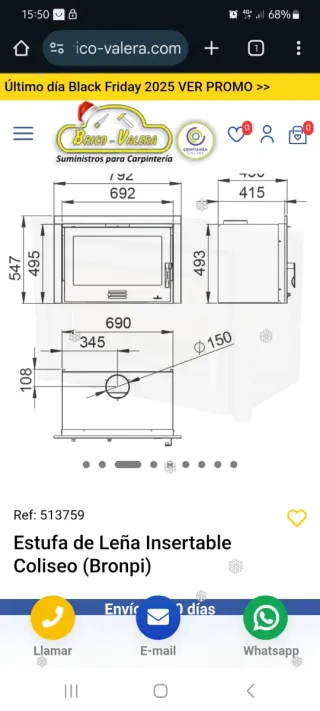 Insert chimenea bronpi como nuevo Modelo coliseo