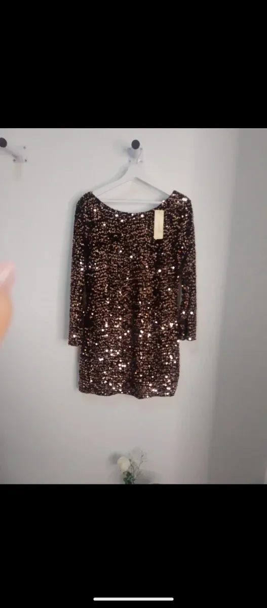 Vestido lentejuelas bronce y negro