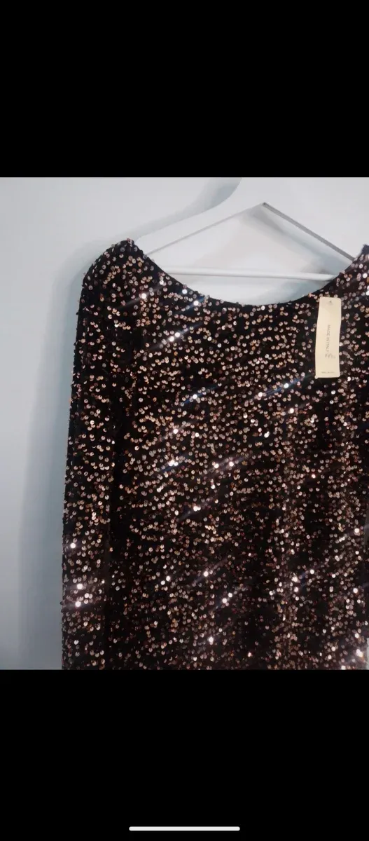 Vestido lentejuelas bronce y negro