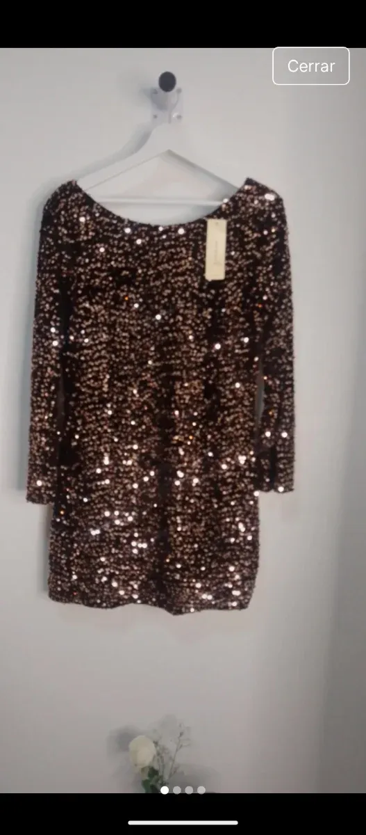 Vestido lentejuelas bronce y negro