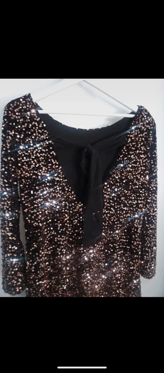 Vestido lentejuelas bronce y negro