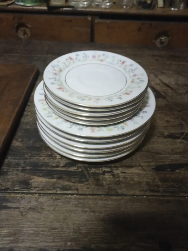 6 Platos Postre y 5 Platos Té Porcelana